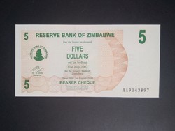Zimbabwe 5 Dollár 2006 AUnc+
