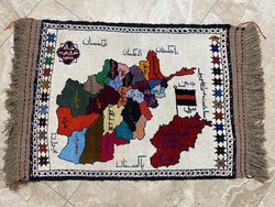Afgan térképszőnyeg 82x52cm
