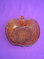 Bronz színű alma formájú kínáló tál