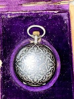 Silver pocket watch with art nouveau decoration in working condition