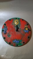 Marked crimson ceramic wall clock can also be a nice gift for a child's room