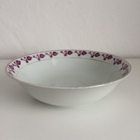 Gold edged - flower pattern - purple floral porcelain bowl - garnish bowl - stew bowl - serving bowl