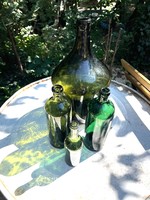 Greens, green glasses, bottles, Igmándi glass, 