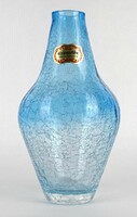 1N188 Jelzett német Craquette fátyolüveg váza 20.5 cm