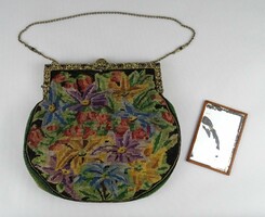 1N393 tapestry decorative old theater bag with fire gold buckle and chain