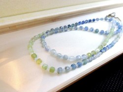 Aquamarine blue-green gradient cube necklace is special