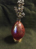 Loetz iridescent glass egg on a copper base!!!! Flawless!! 8 cm!!