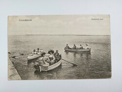 Régi képeslap 1917 Balaton csónakázók