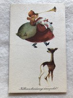 Régi rajzos Karácsonyi képeslap - Szilas Győző rajz               -6.
