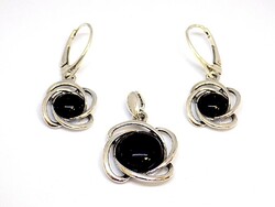 Onyx stone silver earrings + pendant set (zal-ag113552)