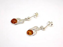 Silver pendant with amber stone + earring set (zal-ag113688)