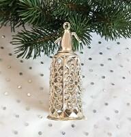 Retro műanyag csipkézett karácsonyfa dísz szódás üveg 10cm
