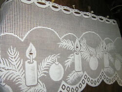 Wonderful vintage Christmas pattern with special snow-white stained glass curtain panorama curtain