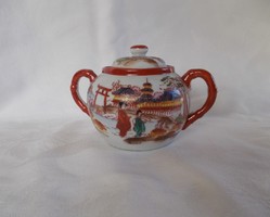Oriental, Japanese eggshell porcelain sugar bowl, geisha pattern