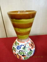 Kézzel festett osztrák mázas kerámia váza, magassága 18,5 cm. Jókai