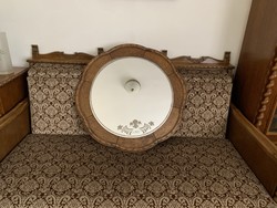 Koloniál fali tükör - koloniál stílusú fa keretes ovális tükör datált üveggel - 83 cm