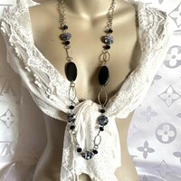 Olasz muránói gyöngy egyedi vintage nyaklánc 1990-es évekből, hibátlan minőségi régi ékszer nyakék