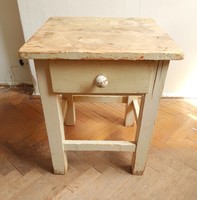 Old painted pine wood Hokedli stoki seat chair with drawer storage