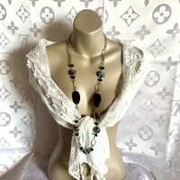 Olasz muránói gyöngy egyedi vintage nyaklánc 1990-es évekből, hibátlan minőségi régi ékszer nyakék