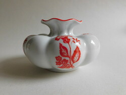 Zsolnay chipped small vase with folk motif 7.5 Cm