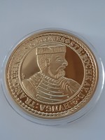 Bocskai István10 dukát 1605 érem utánverete 24karátos arannyal bevont ,kapszulában Certificatevel