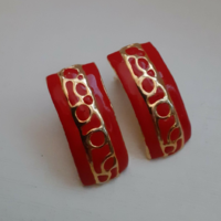 Retro gold-plated fire enamel earring clip in nice condition