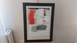 (K) Grela Aleksandra "találkozás" Colorprint 42x57 cm kerettel szignózott absztrakt kompozíció