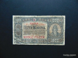 1000 Korona 1923 b 70 8-filer overstamp !