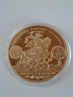 III. Károly arany Szent György érme 1738 utánveret Certificate UNC tükörveret 24 karátos arannyal