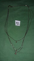 Very nice 3-row round silver-plated metal necklace with stone pendant, 52 cm long, according to the pictures, 12.
