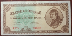 One hundred million pengő 1946, beautiful, unfolded, +, low serial number (75)