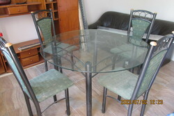 Iron dining table with glass top