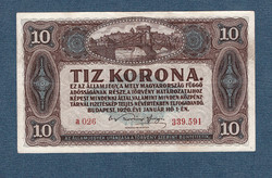 10 Korona 1920 dot between serial number vg