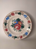 Hard ceramic painted folk wall plate with old abbot's village mark