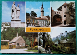 Veszprém, részletek, postatiszta képeslap, 1982