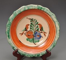 Kántor Karcag ceramic large bowl with birds, 27.2 cm