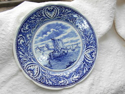 Kézzel festett  kék Delfts fali tányér. -HIBÁTLAN állapot