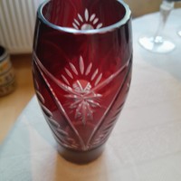 Flawless burgundy polished crystal vase 14 cm