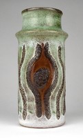 1N279 Retro jelzett mid century német iparművész kerámia váza 20 cm