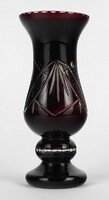 1N515 old base burgundy glass vase 15.5 Cm