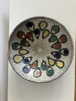 Retro mid-century ceramic bowl with drop pattern, diameter 21 cm