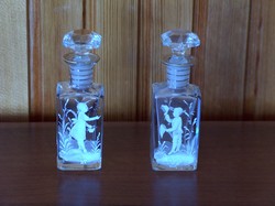 A pair of hand-painted art nouveau essence glass left in very nice condition