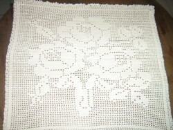 Beautiful hand crocheted rose stained glass curtain