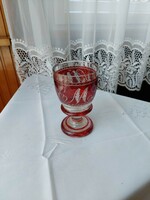 Beautifully engraved, colorful, thick-walled commemorative glass in good condition