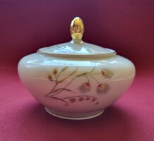 Elfenbein Bavarian porcelain sugar bowl flower butterfly butterfly pattern with gold edge