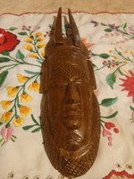 Wall-mounted wooden mask head made of noble wood 31.Cm