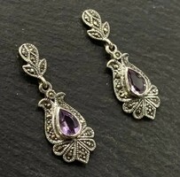 • Mesés  Ametiszt   drágaköves   sterling ezüst /925/ füli--új