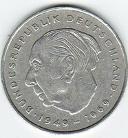 Commemorative coin of 2 German marks / 1st president theodor heuss / 1971 fi
