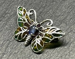 Pillangó/ lepke  ezüst bross markazittal és tűzzománccal ezüst /925/ --új