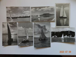 7 db régi képeslap együtt: Balaton, vitorlások (50-es, 60-as évek)